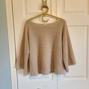 Garnet Hill Beige Scoop Neck Sweater